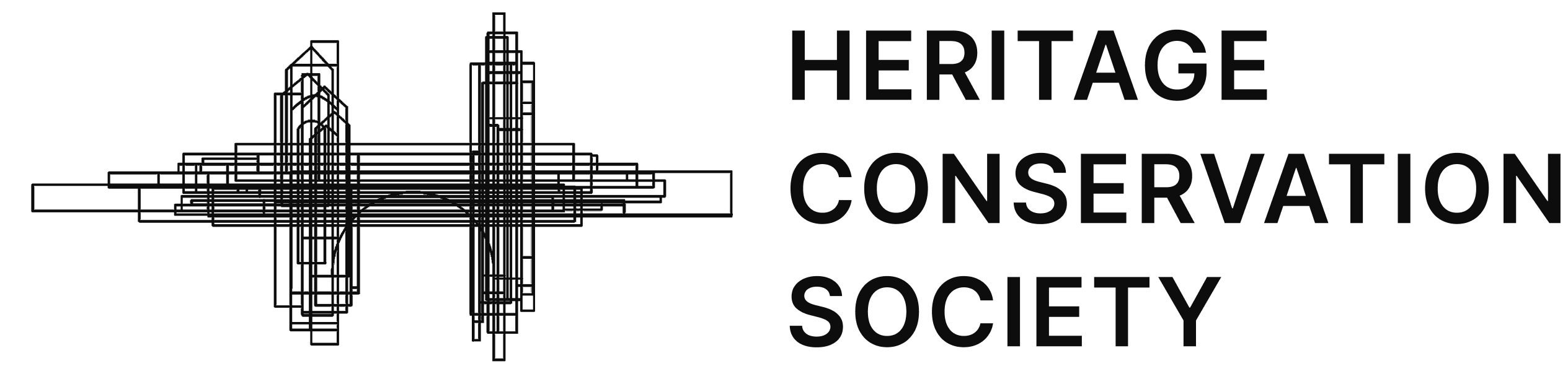 black and white logo of the heritage conservation society of the Philipines
